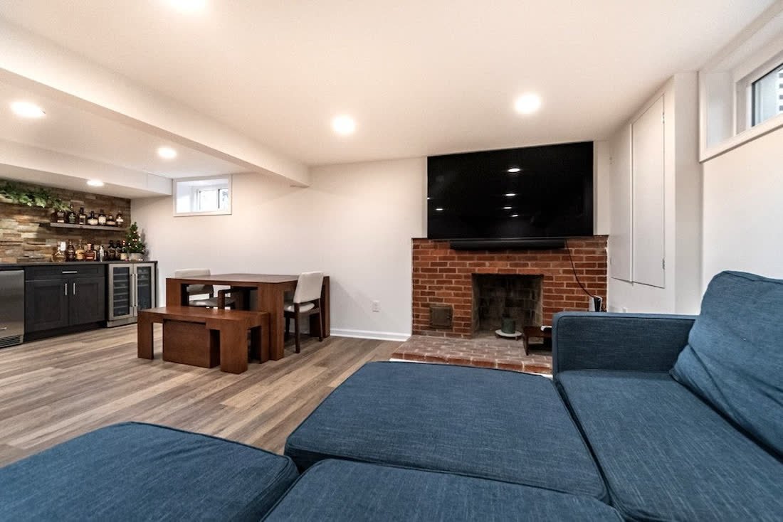 Rustic-Modern Basement Retreat, Basement Renovations, Calgary area