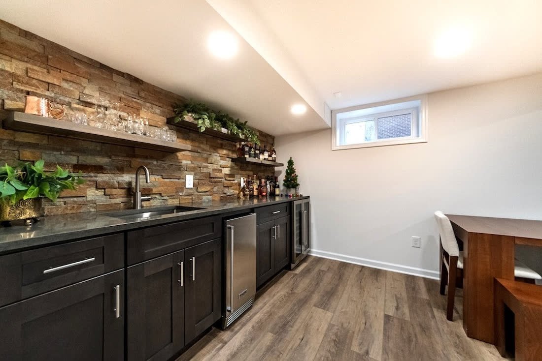 Rustic-Modern Basement Retreat photo 2, Basement Renovations Calgary